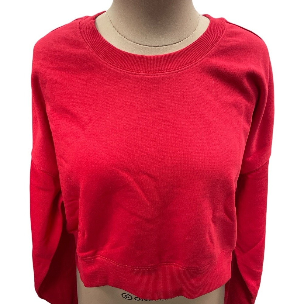 Fabletics Womens Year Round Terry Cropped Sweatshirt Size XL 12-14 Heated Red